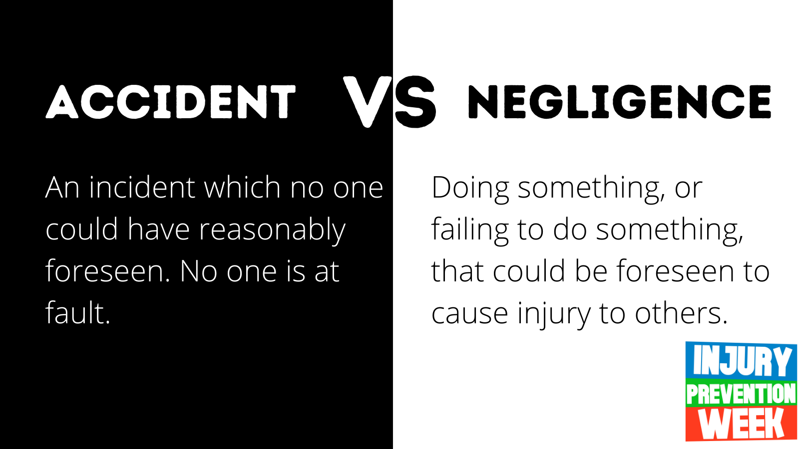 Injury Prevention Week - Accident v Negligence